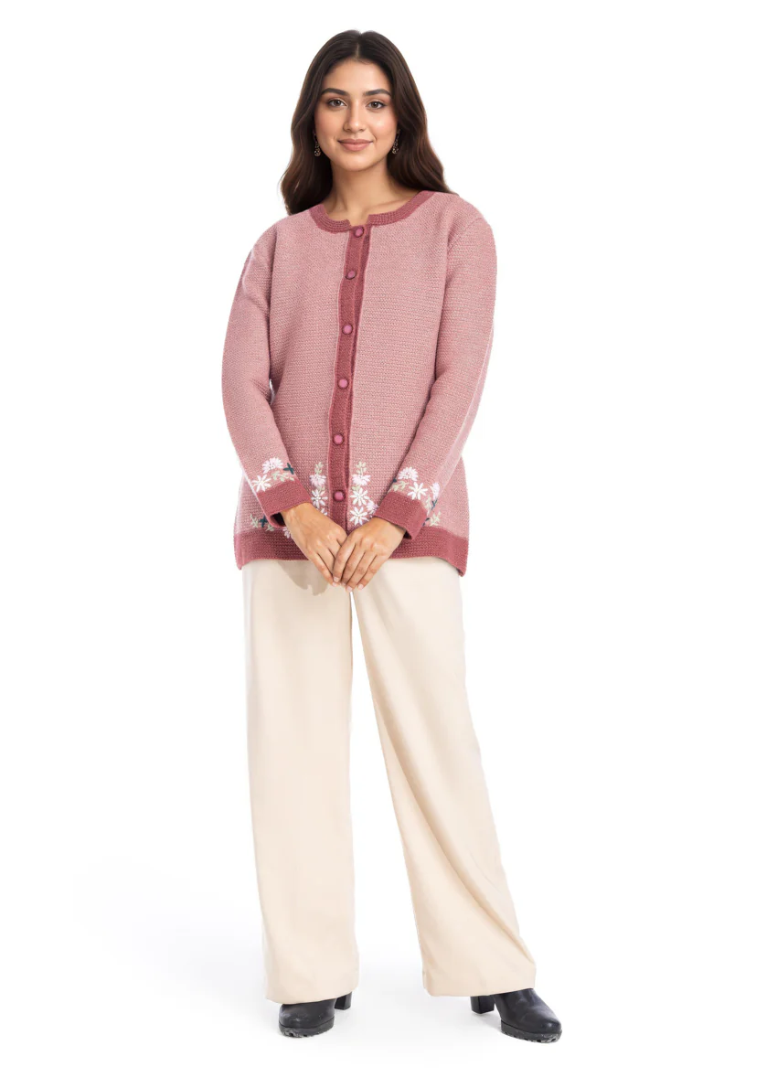 Brick-Round Neck Full Sleeves Cardigan Sweater (25Y-038-67) - Image 3