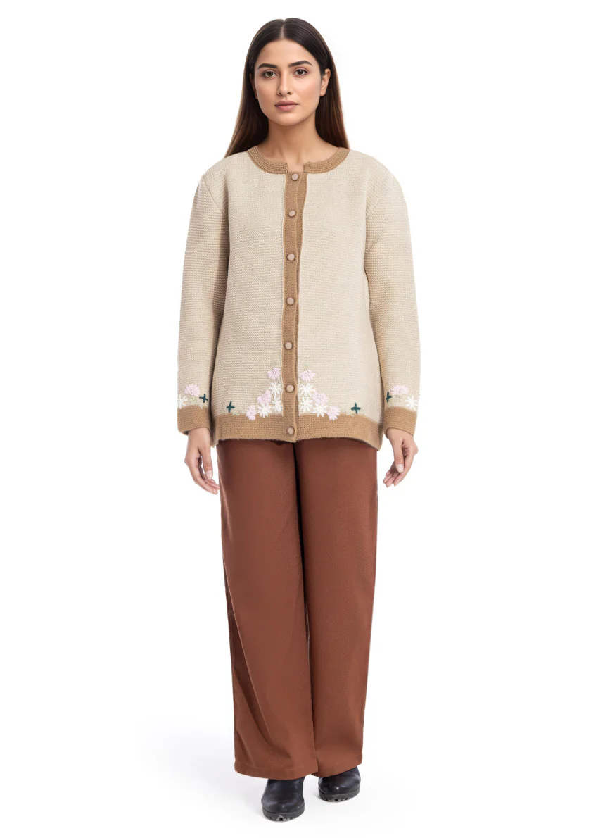 Stone-Round Neck Full Sleeves Cardigan Sweater (25Y-038-67) - Image 2