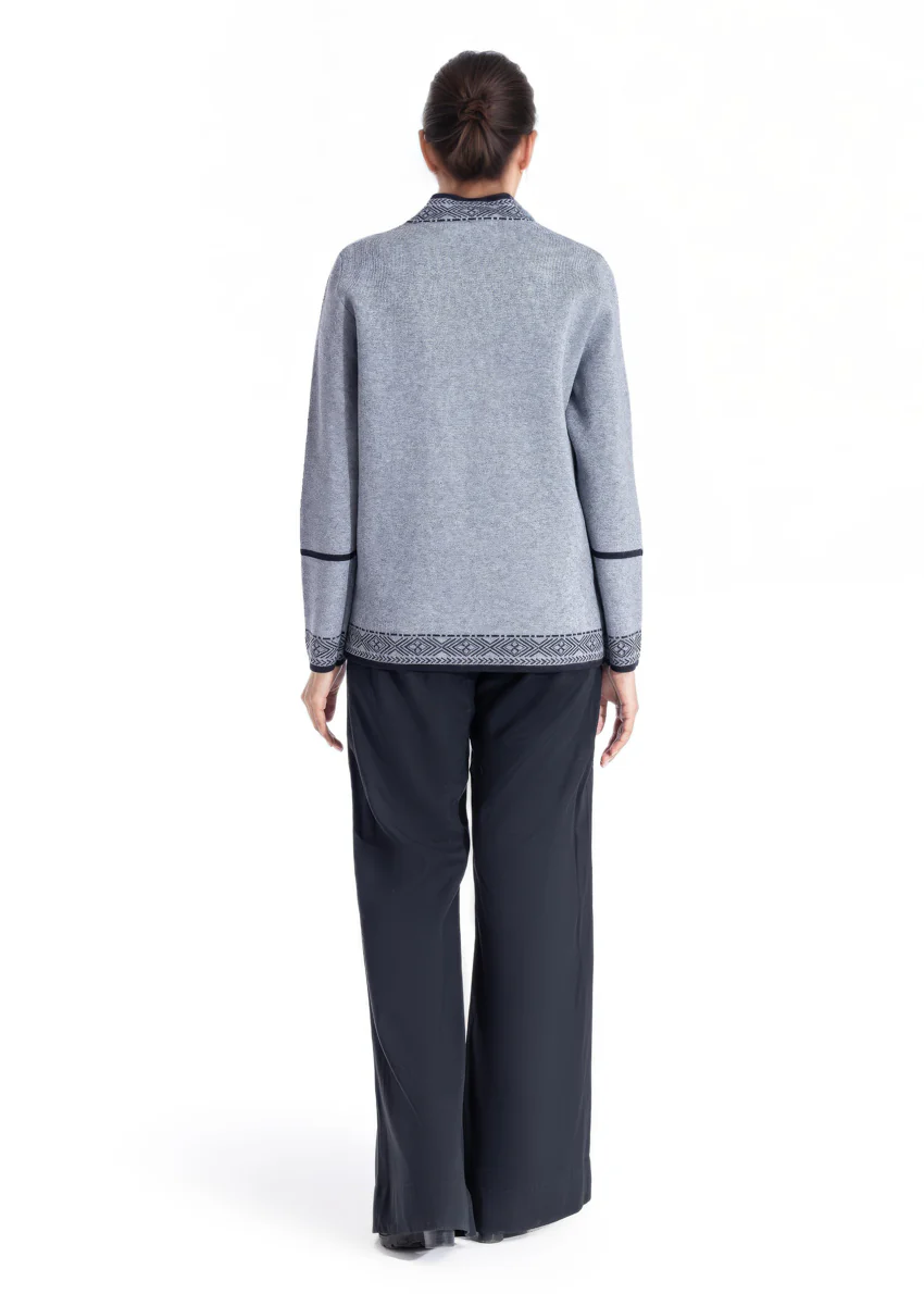 Gray-V Neck Cardigan Full Sleeves Sweater (25Y-040-67) - Image 2