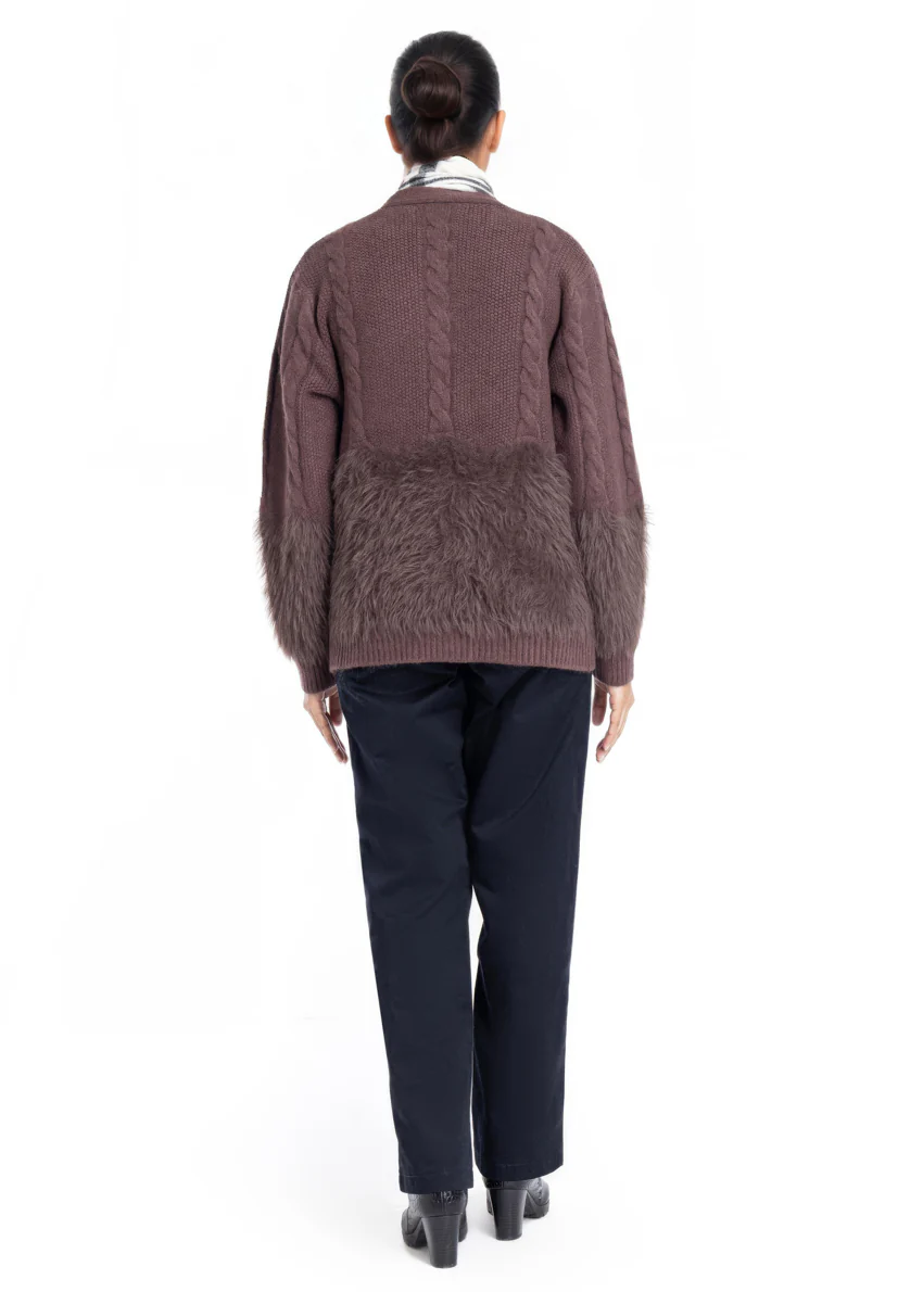 D-Brown-V-Cardigan Full Sleeves Sweater (25Y-042-67) - Image 2