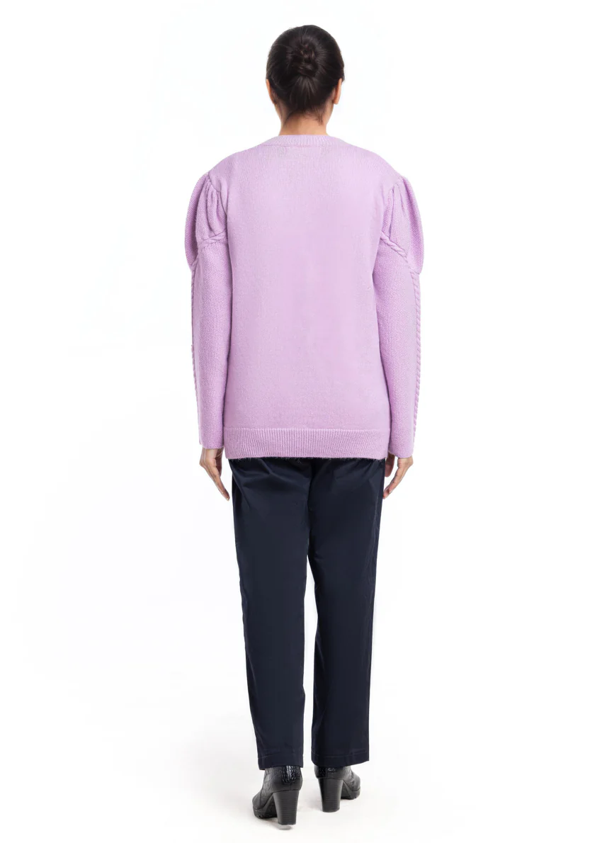 Lilac-Round Neck Cardigan Full Sleeves Sweater (25Y-043-67) - Image 2