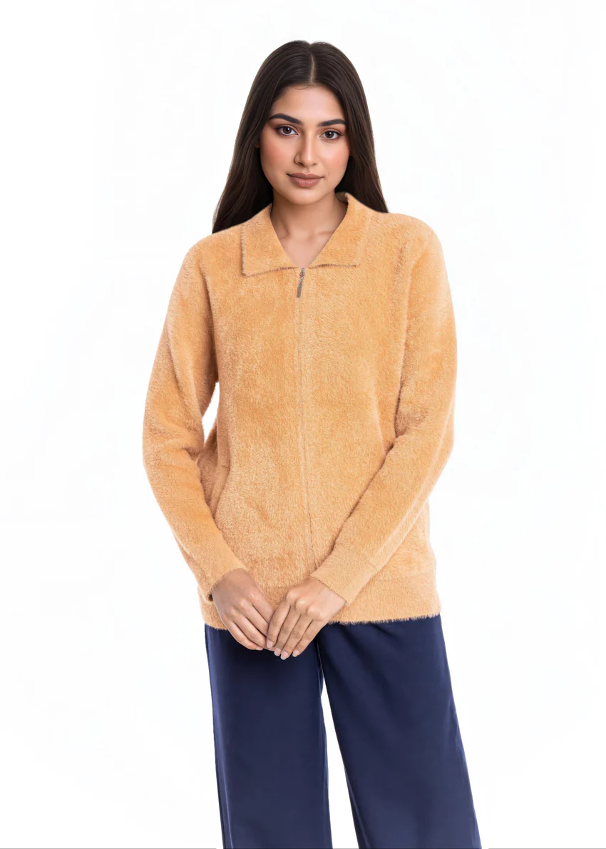 Camel-Wing Collar Zipper Full Sleeves Sweater (25Y-045-67) - Image 3