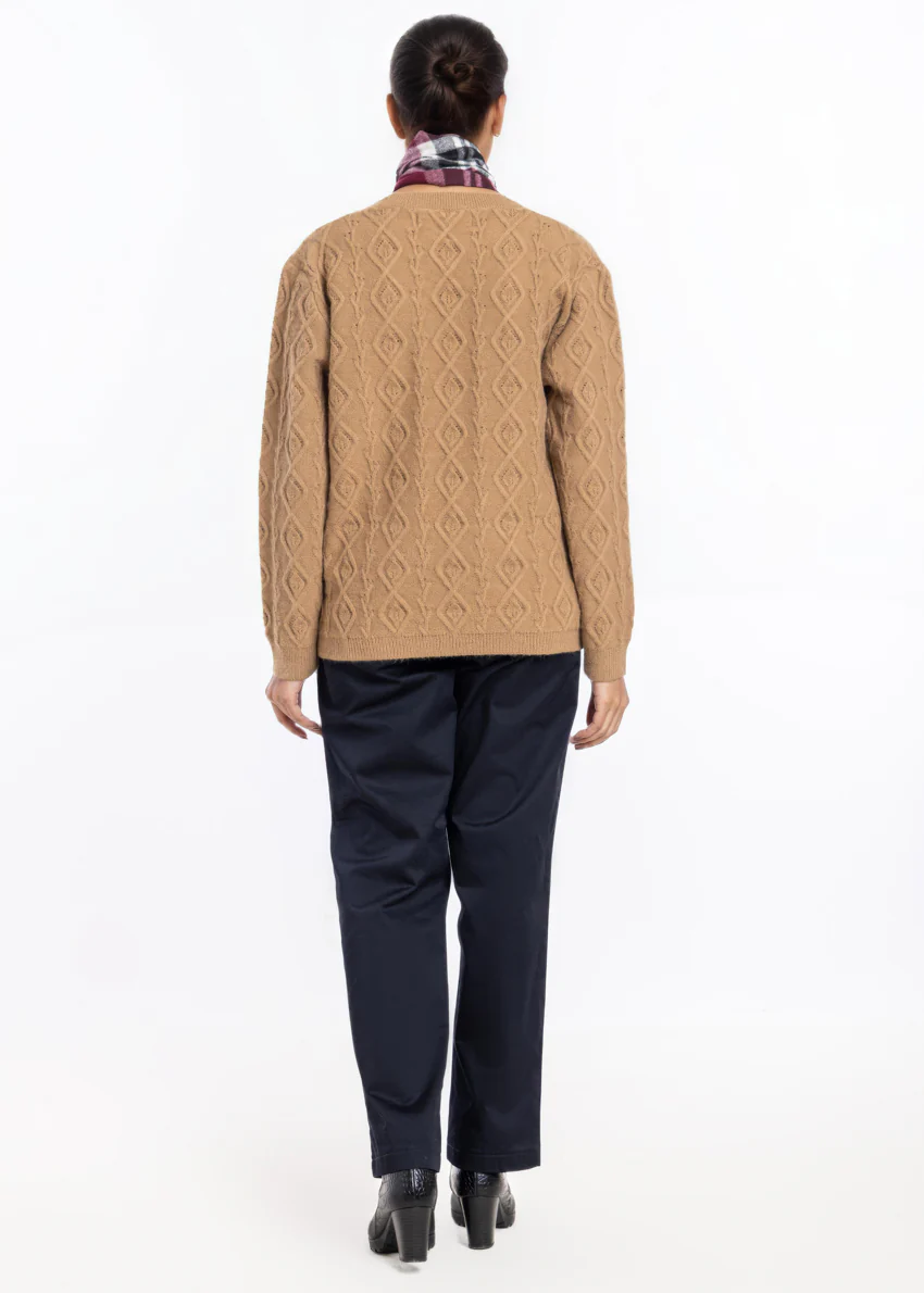 Khaki-Front Open Full Sleeves Cardigan Sweater (25Y-047-67) - Image 2