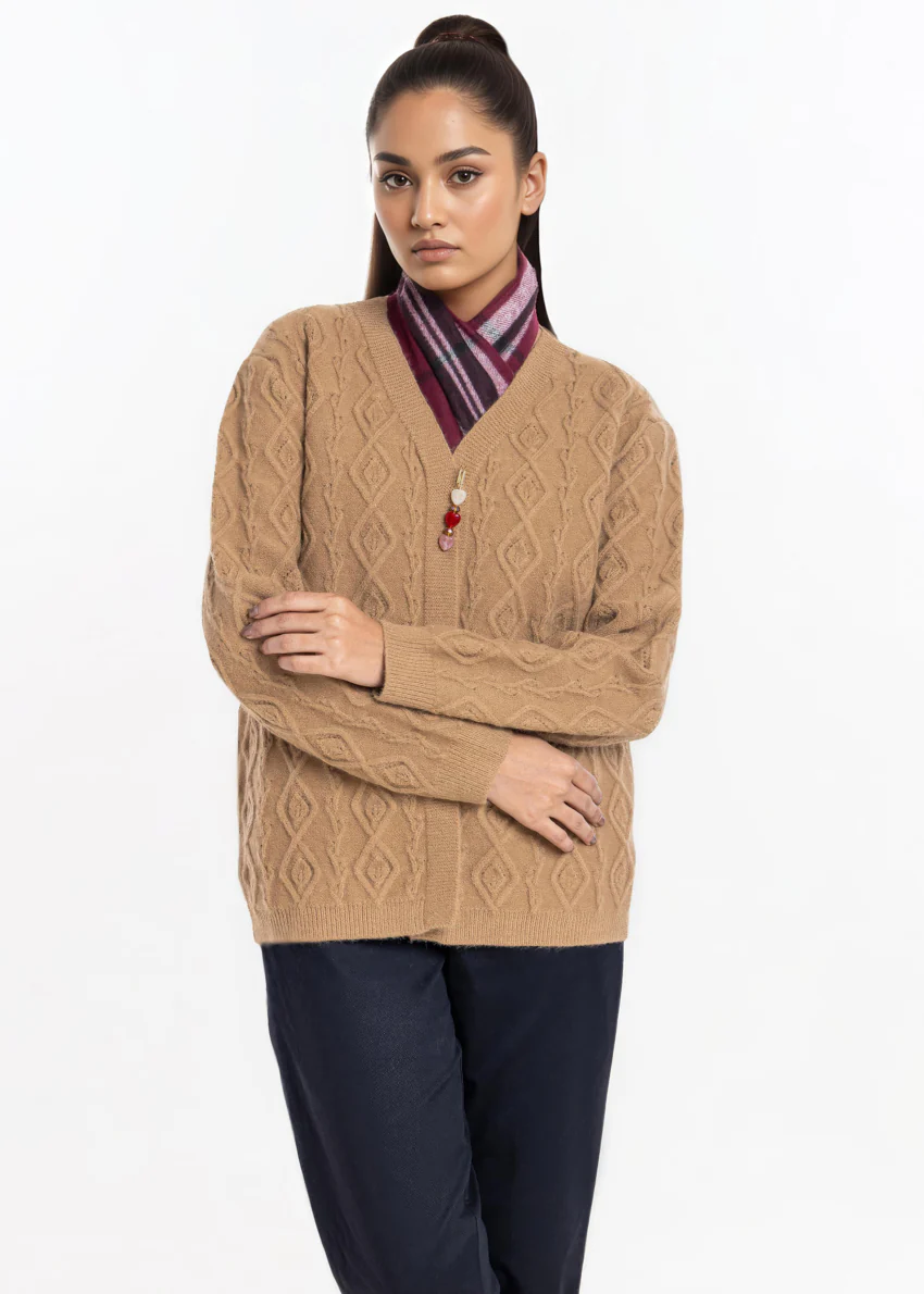 Khaki-Front Open Full Sleeves Cardigan Sweater (25Y-047-67) - Image 4