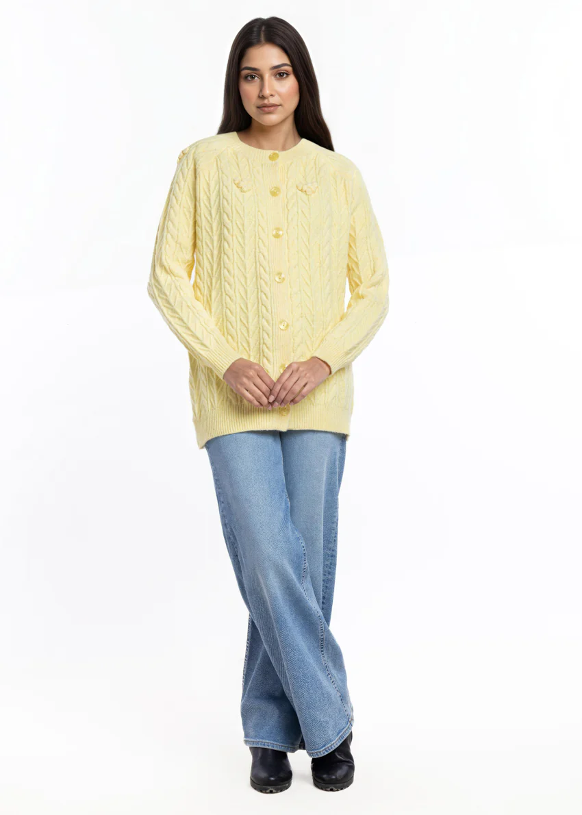 Lemon-Round Neck Cardigan Reglan Sleeves Sweater (25Y-048-67)