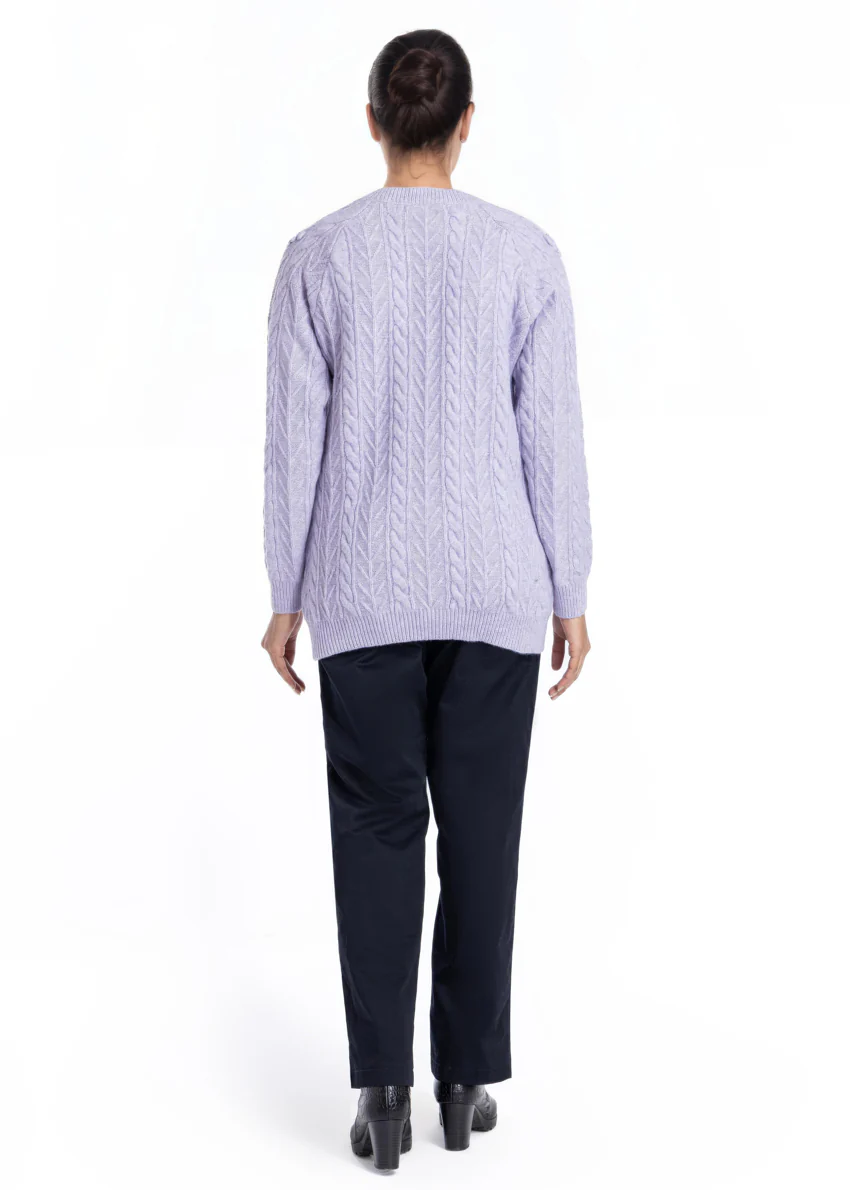 Lilac-Round Neck Cardigan Reglan Sleeves Sweater (25Y-048-67) - Image 2