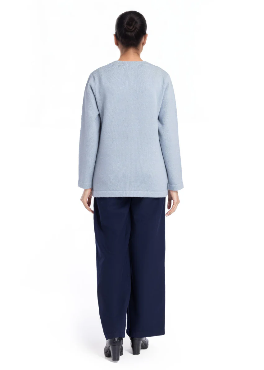 Blue-Round Neck Cardigan Full Sleeves Sweater (25Y-050-67) - Image 2