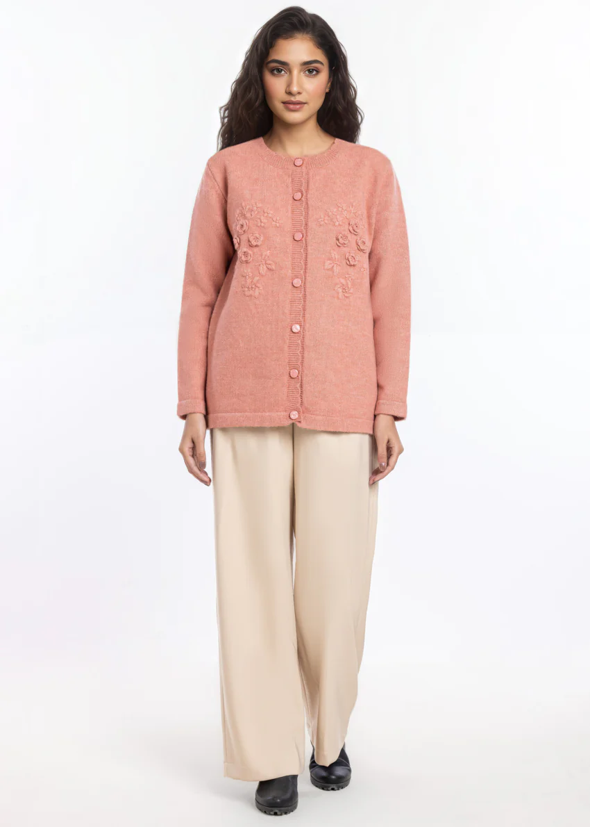 Rose-Round Neck Cardigan Full Sleeves Sweater (25Y-050-67)