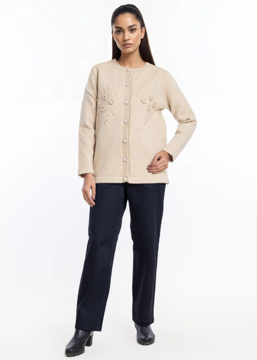 Stone-Round Neck Cardigan Full Sleeves Sweater (25Y-050-67)
