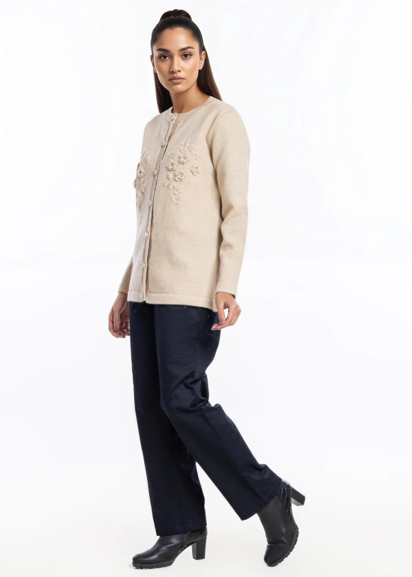 Stone-Round Neck Cardigan Full Sleeves Sweater (25Y-050-67) - Image 3