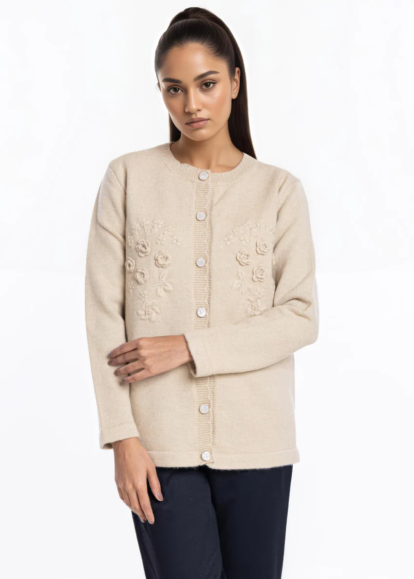 Stone-Round Neck Cardigan Full Sleeves Sweater (25Y-050-67) - Image 4