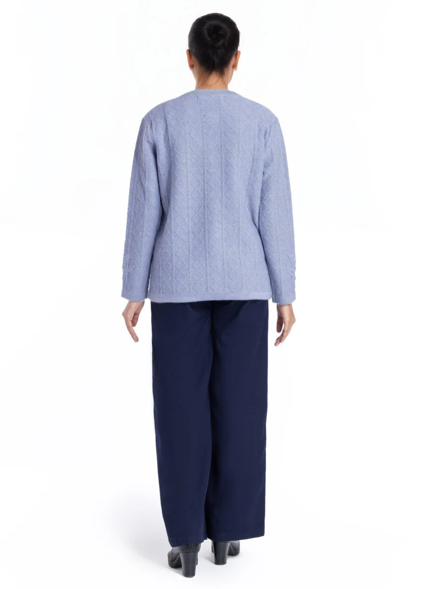 Ice-Blue-Round Neck Cardigan Full Sleeves Sweater (25Y-051-67) - Image 2