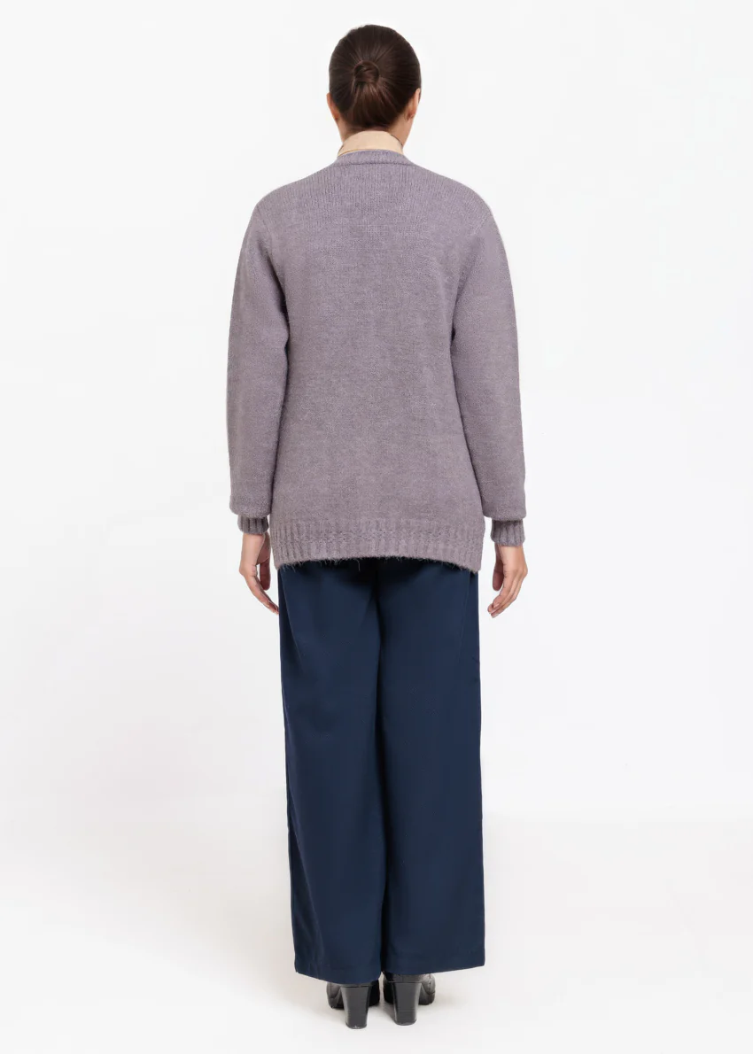 Grey-V-Cardigan Full Sleeves Sweater (25Y-053-67) - Image 3