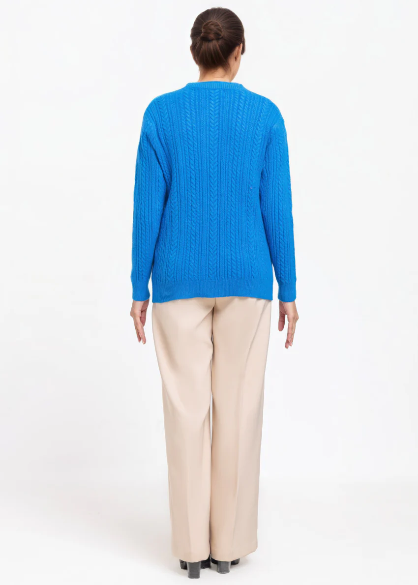 R-Blue-Round Neck Cardigan Full Sleeves Sweater (25Y-054-67) - Image 4