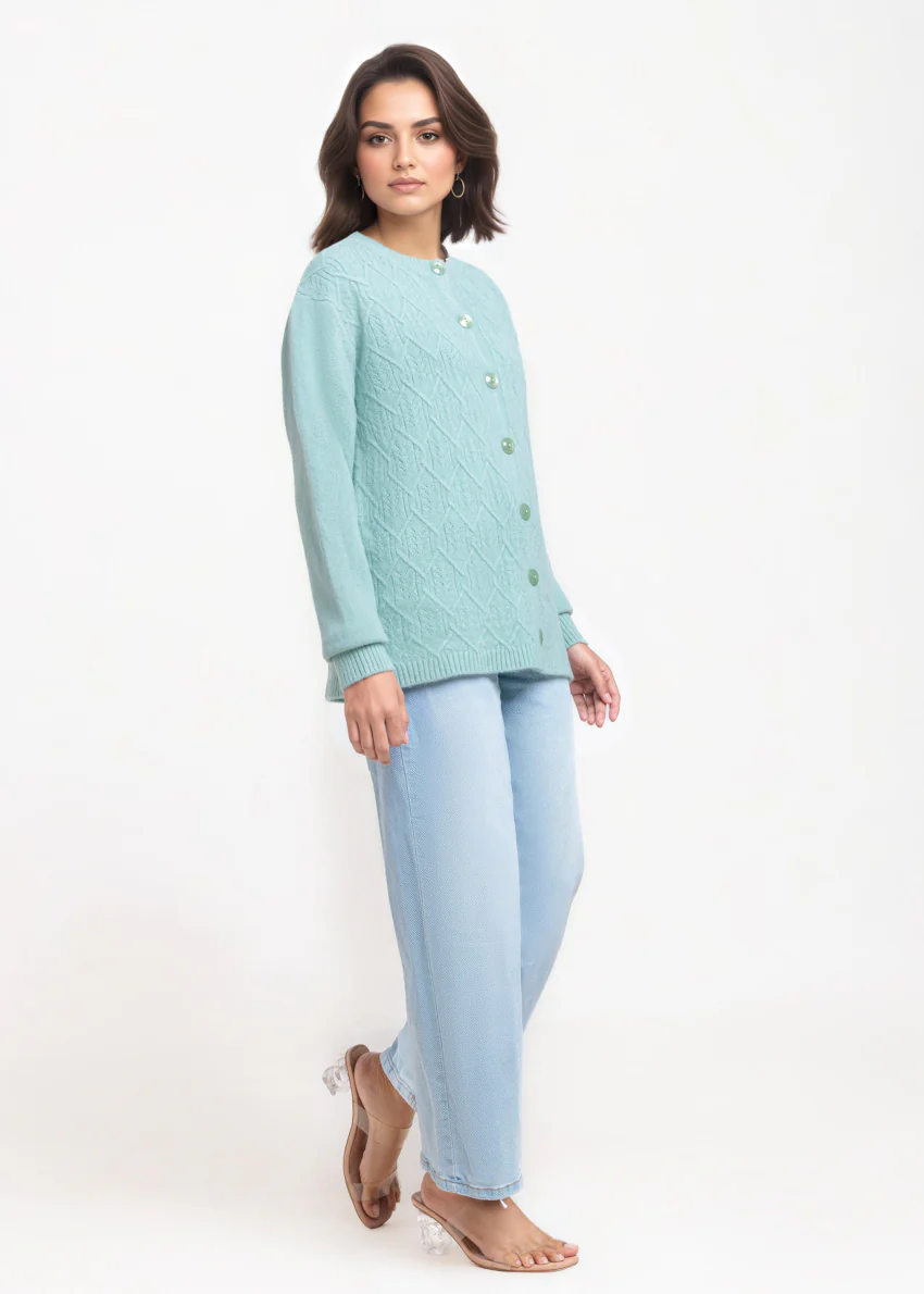 Green-Round Neck Full Sleeves Cardigan Sweater (25Y-055-67) - Image 4