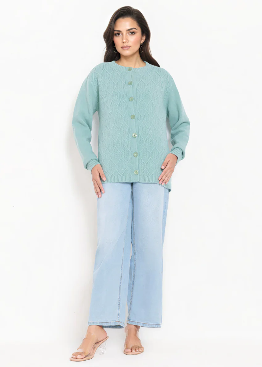 Green-Round Neck Full Sleeves Cardigan Sweater (25Y-055-67) - Image 5