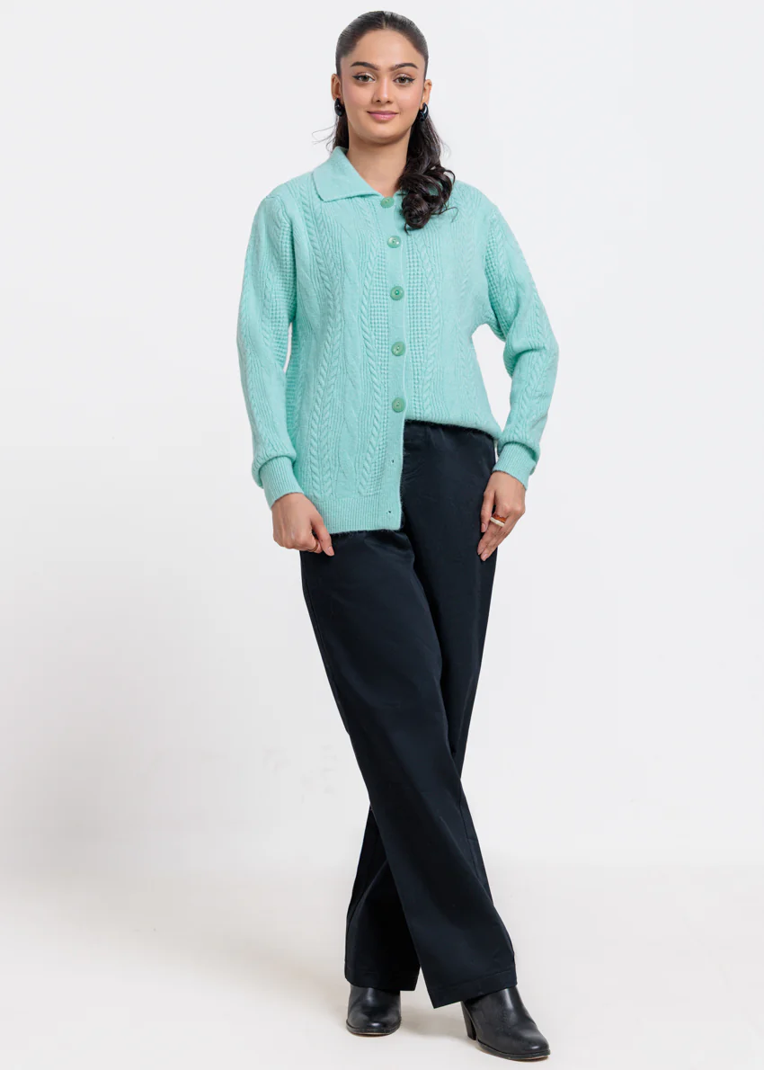 Aqua-Wing Collar Cardigan Full Sleeves Sweater (25Y-058-67) - Image 3