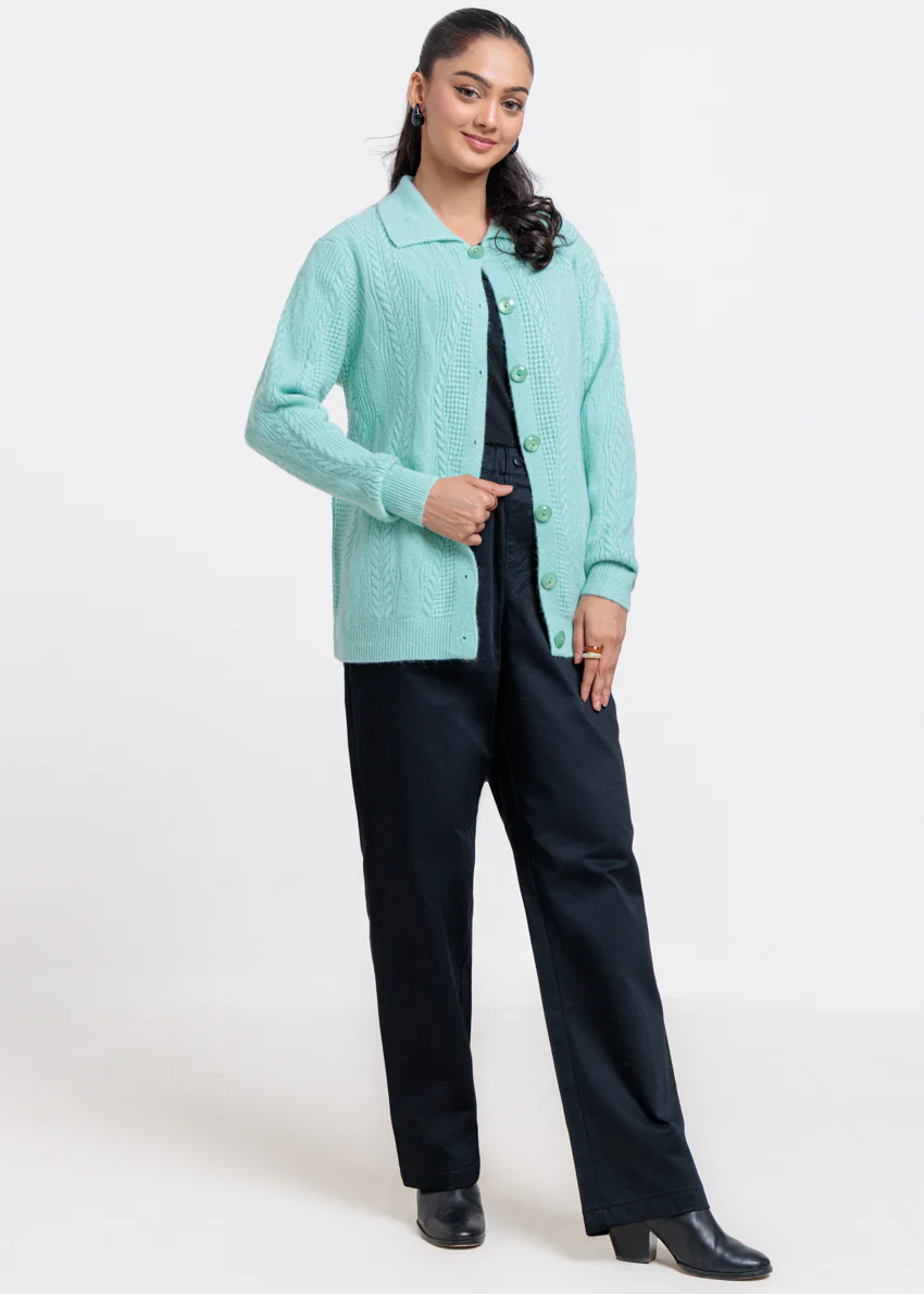 Aqua-Wing Collar Cardigan Full Sleeves Sweater (25Y-058-67) - Image 4