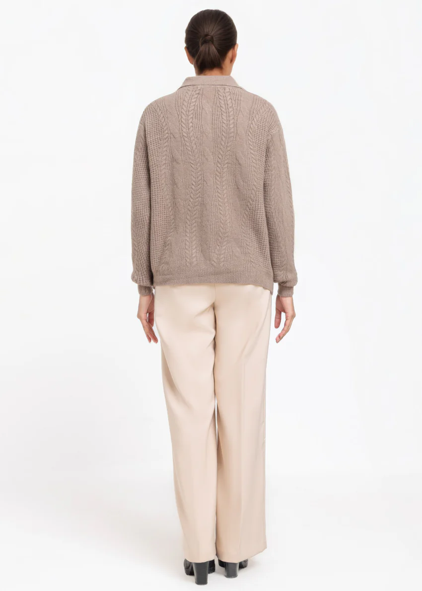 N-Brown-Wing Collar Cardigan Full Sleeves Sweater (25Y-058-67) - Image 2