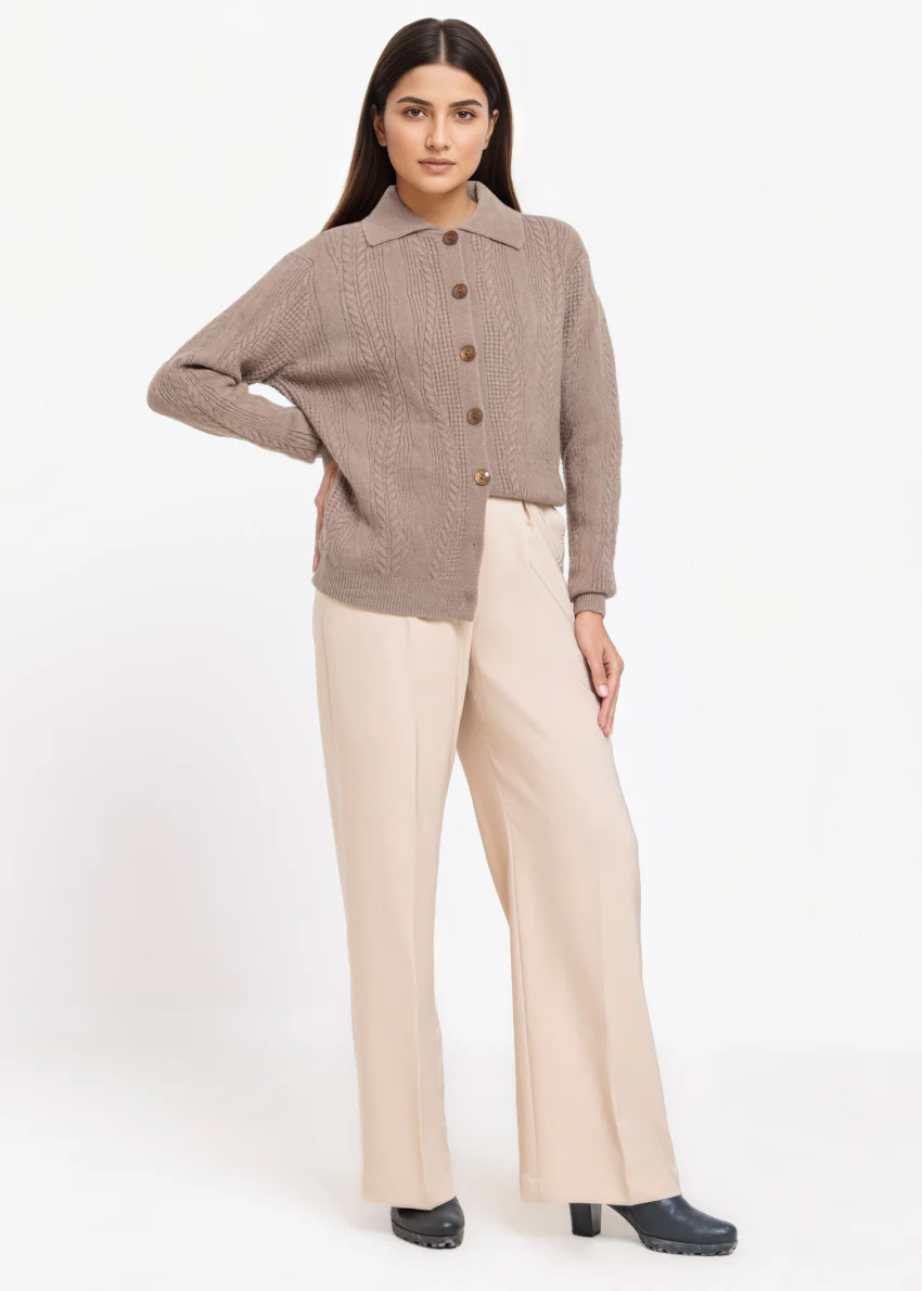 N-Brown-Wing Collar Cardigan Full Sleeves Sweater (25Y-058-67) - Image 4