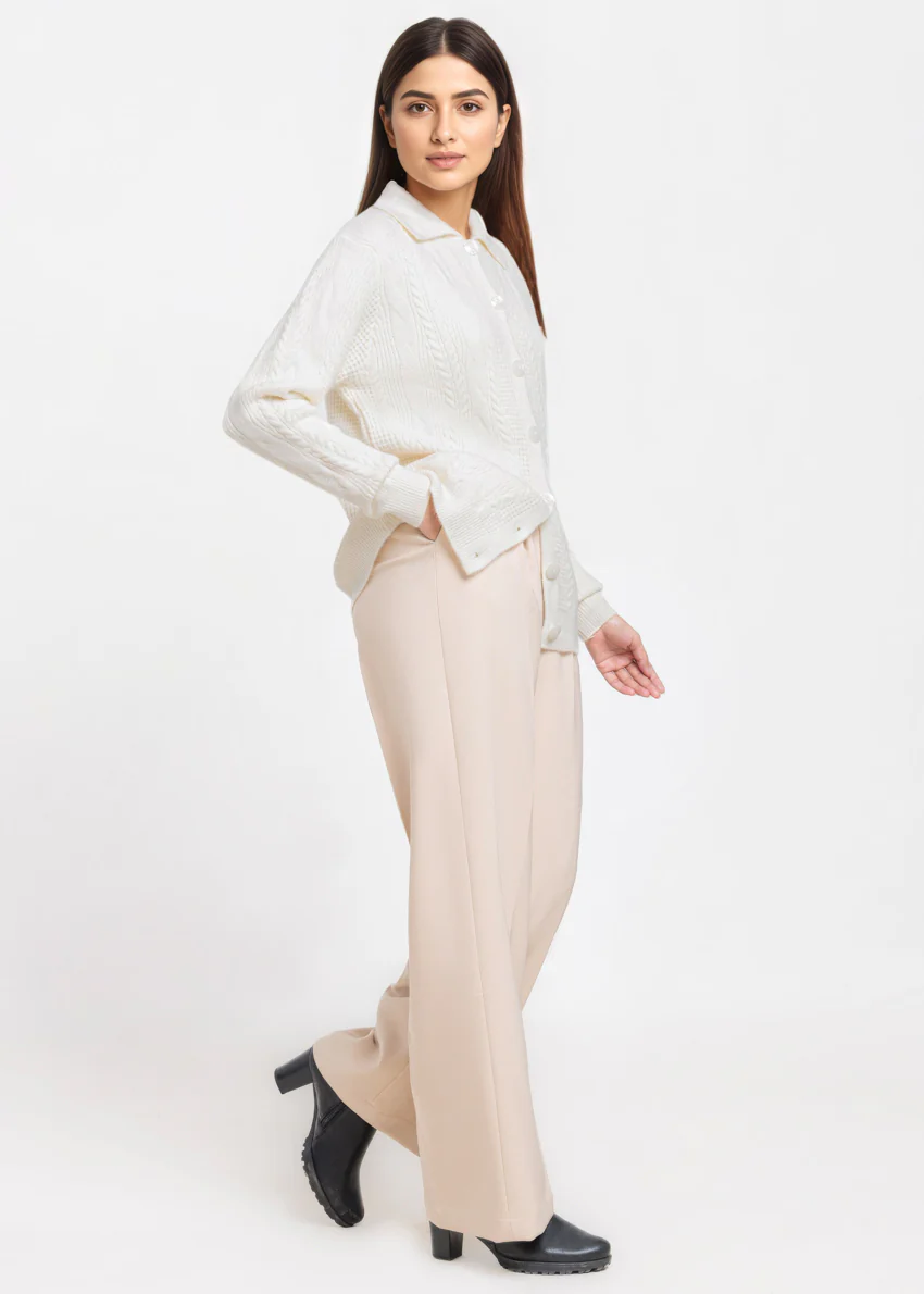 O-White-Wing Collar Cardigan Full Sleeves Sweater (25Y-058-67) - Image 4