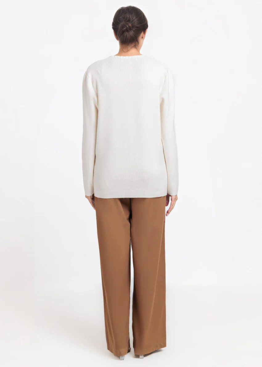 O-White-V-Cardigan Full Sleeves Sweater (25Y-060-67) - Image 2