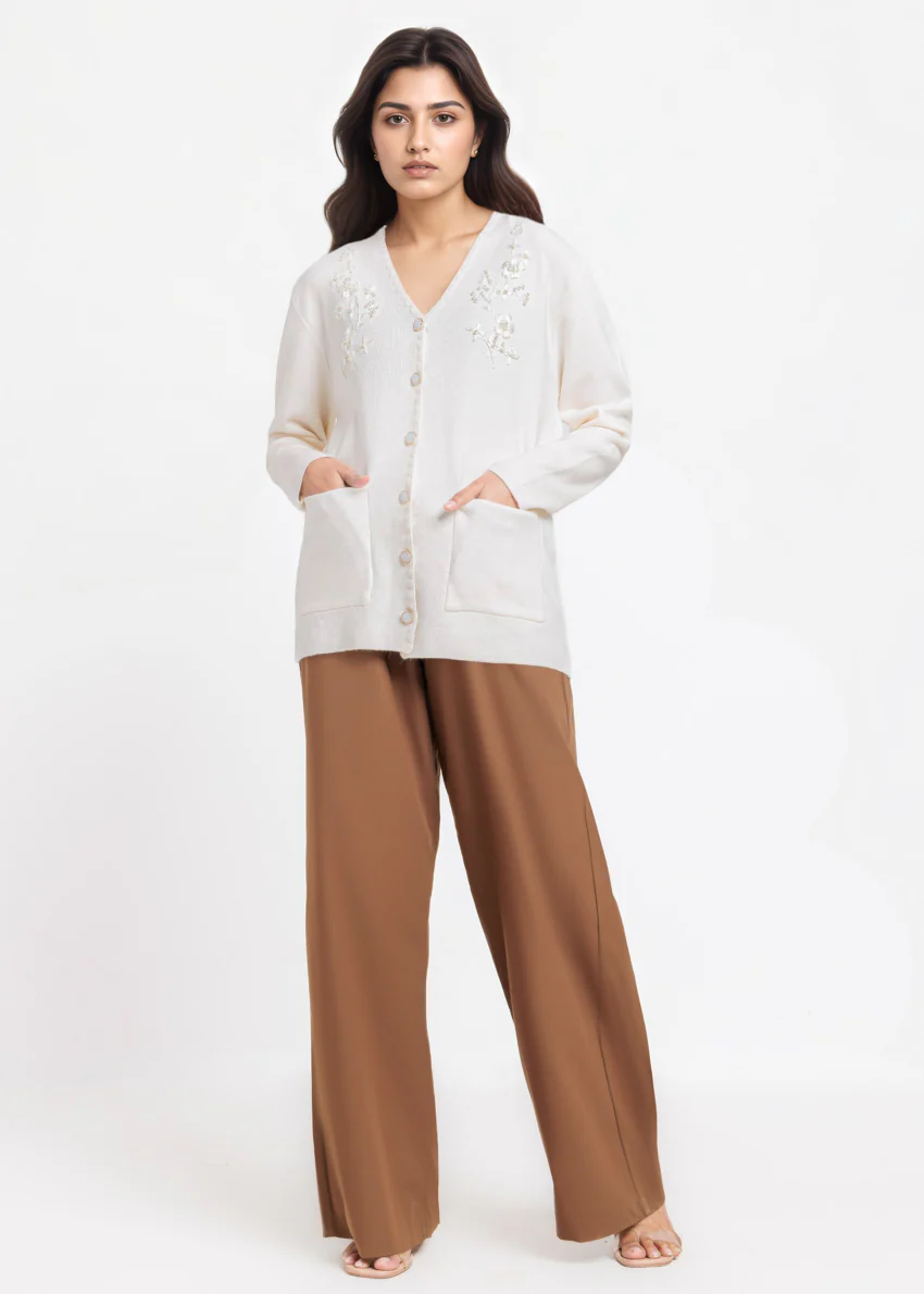 O-White-V-Cardigan Full Sleeves Sweater (25Y-060-67) - Image 3