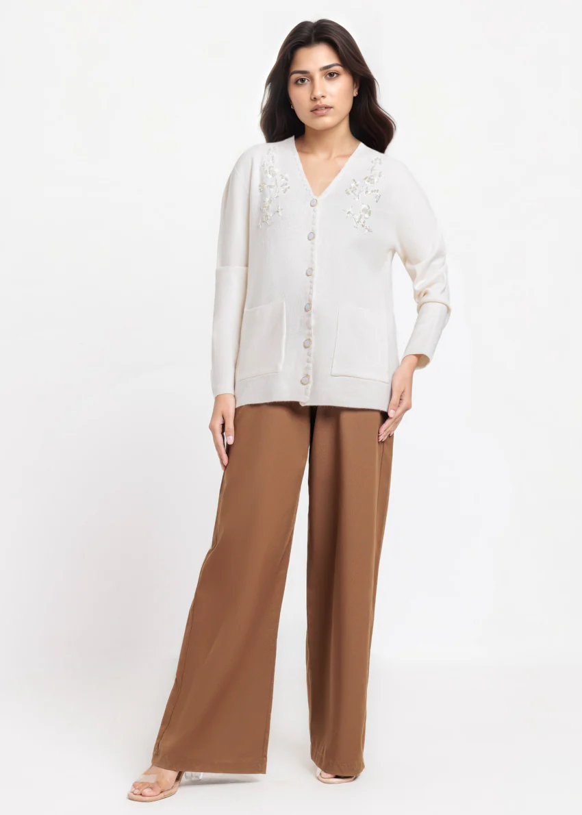 O-White-V-Cardigan Full Sleeves Sweater (25Y-060-67) - Image 4