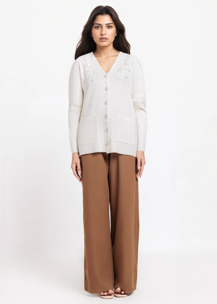 O-White-V-Cardigan Full Sleeves Sweater (25Y-060-67) - Image 5