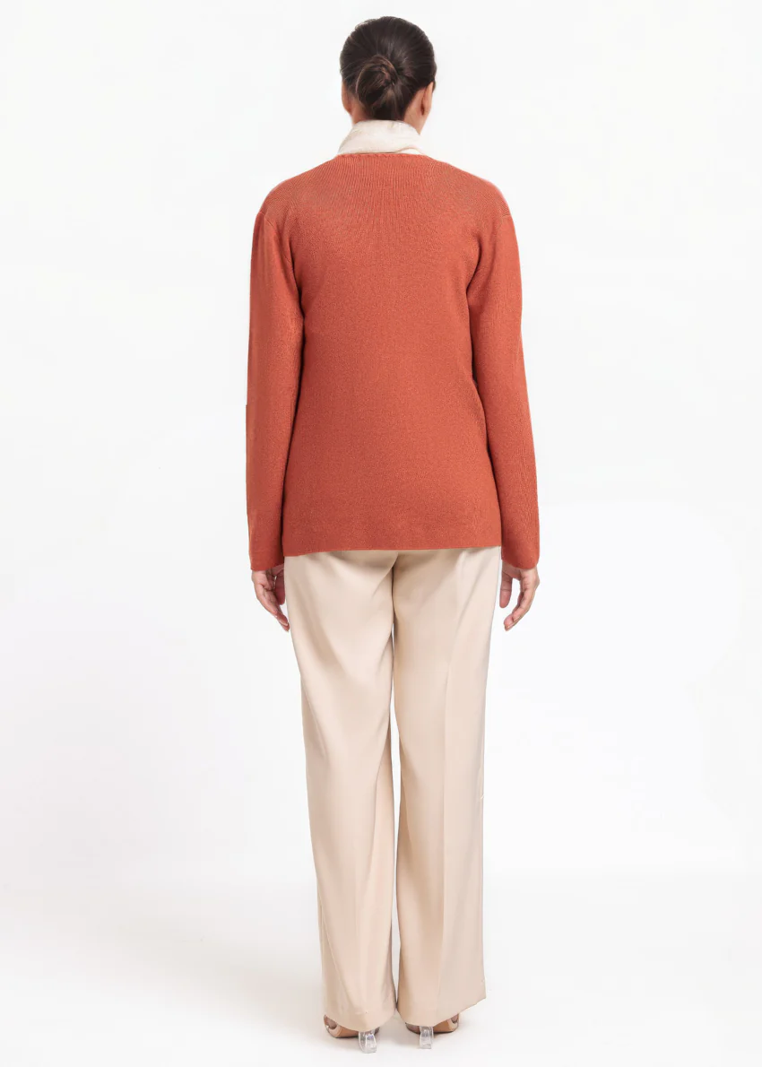 Rust-V-Cardigan Full Sleeves Sweater (25Y-060-67) - Image 2