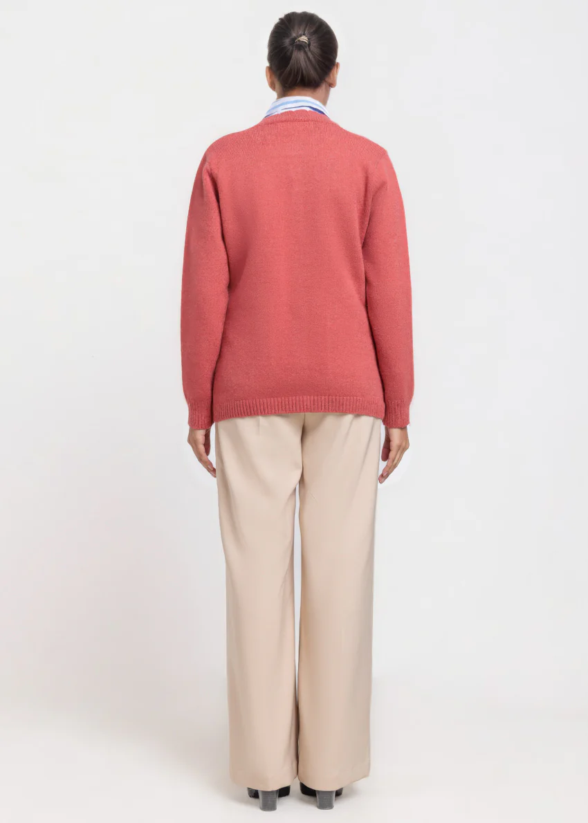 Brick-Round Neck Full Sleeves Cardigan Sweater (25Y-061-67) - Image 2