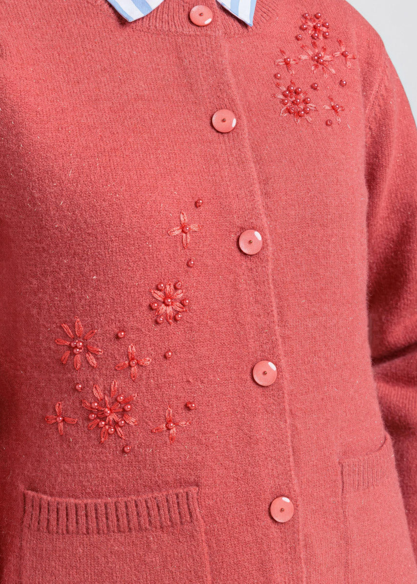 Brick-Round Neck Full Sleeves Cardigan Sweater (25Y-061-67) - Image 3