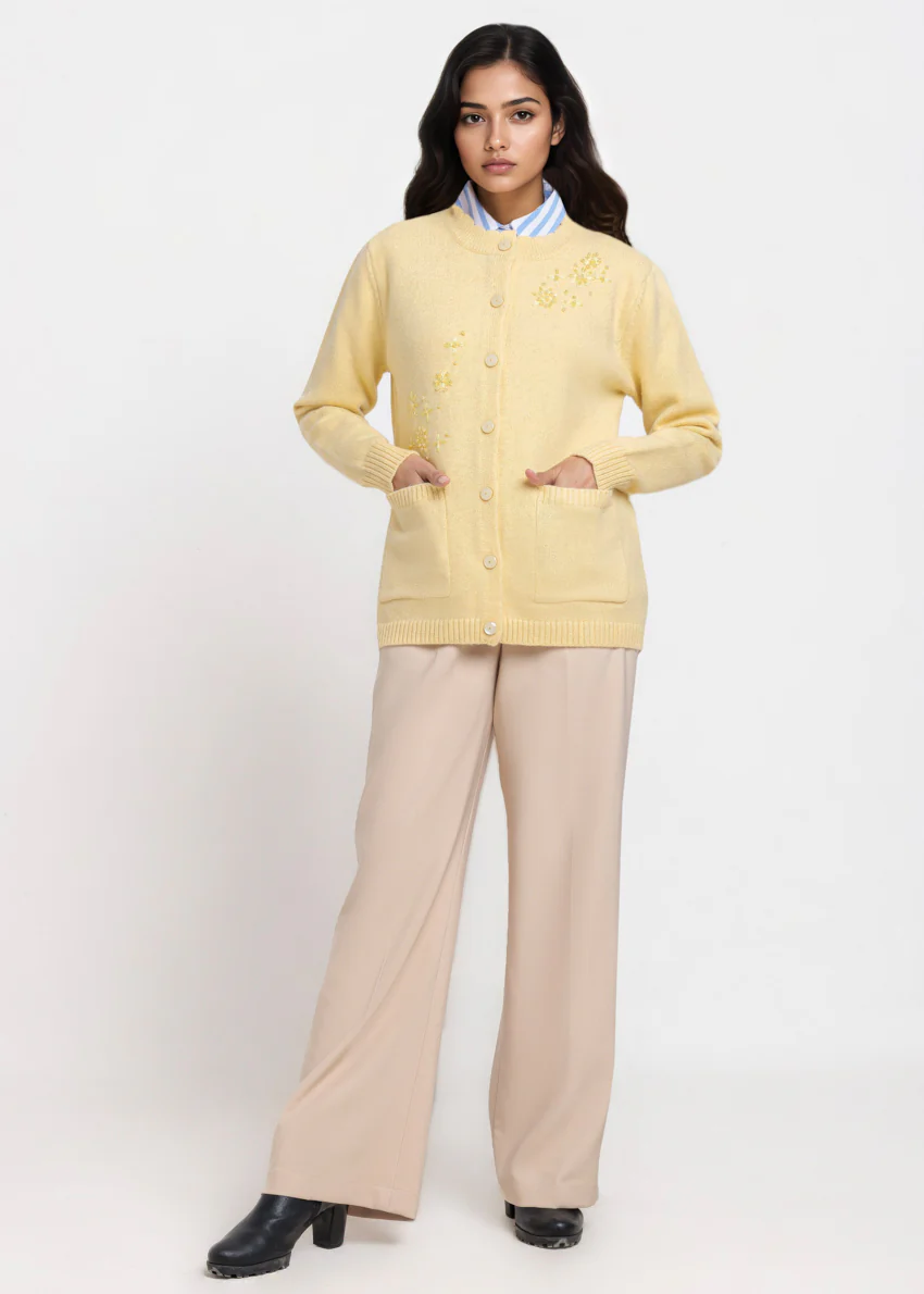 Lemon-Round Neck Full Sleeves Cardigan Sweater (25Y-061-67) - Image 4