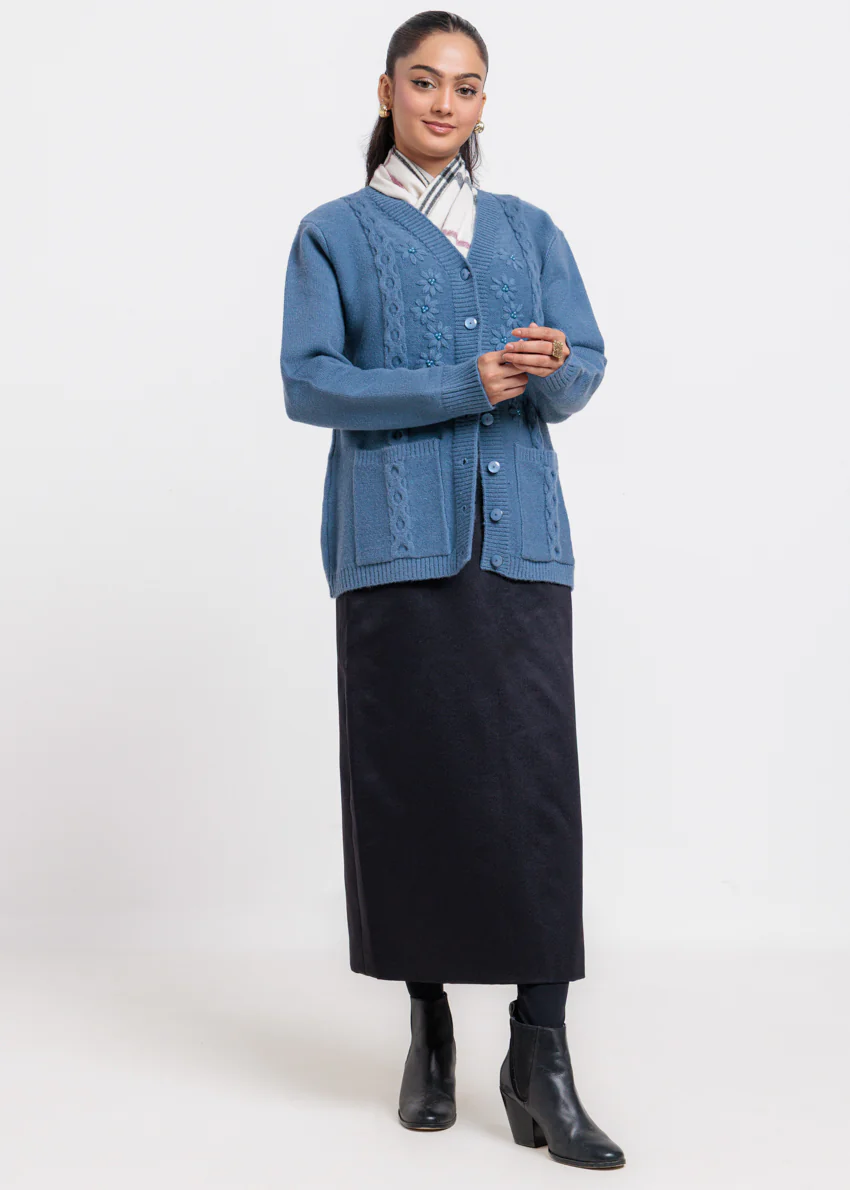 Blue-V-Cardigan Full Sleeves Sweater (25Y-063-67) - Image 3