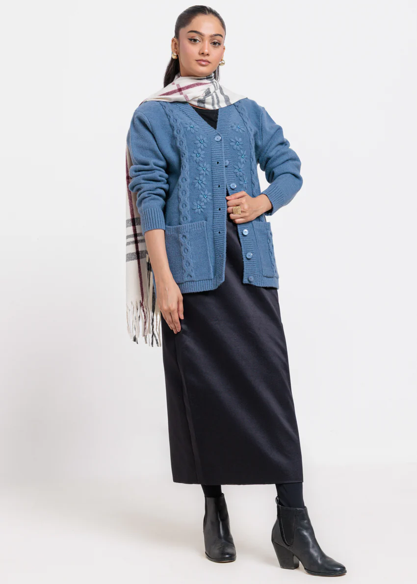 Blue-V-Cardigan Full Sleeves Sweater (25Y-063-67) - Image 5