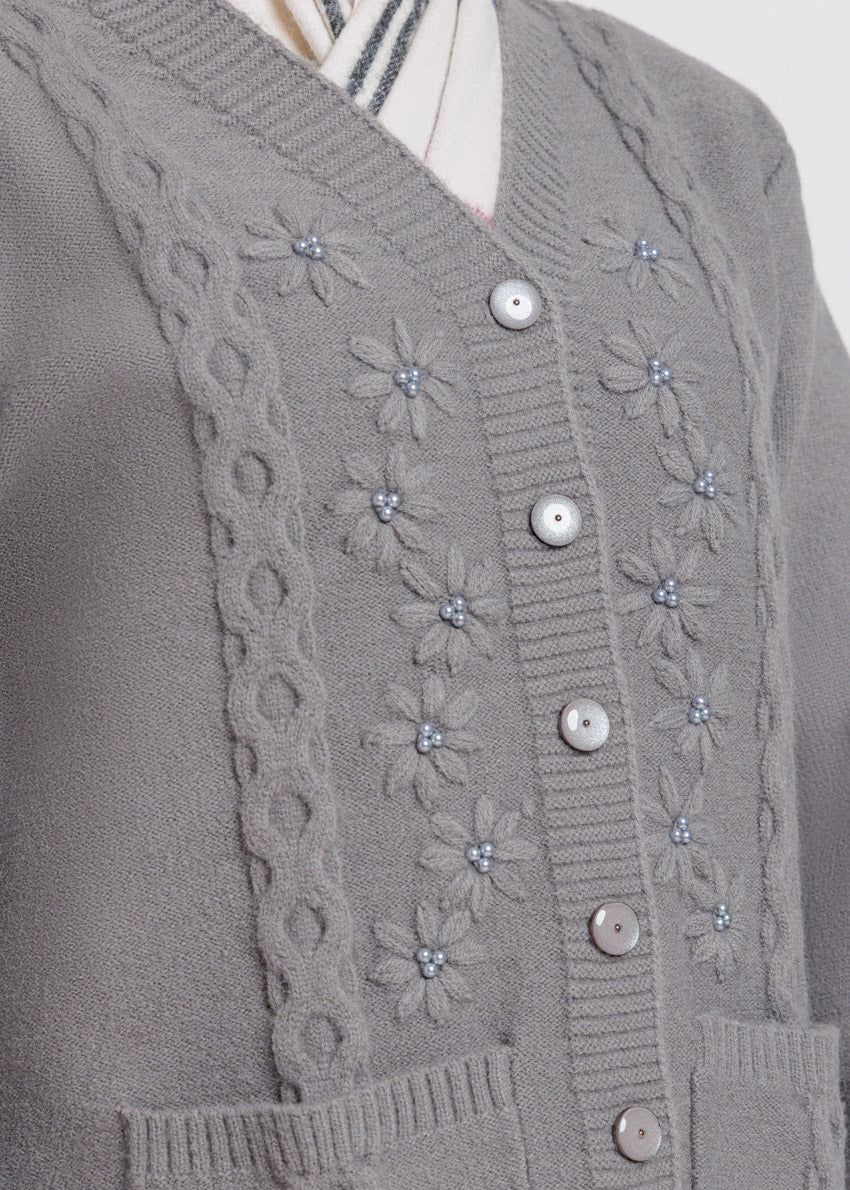 Grey-V-Cardigan Full Sleeves Sweater (25Y-063-67) - Image 4