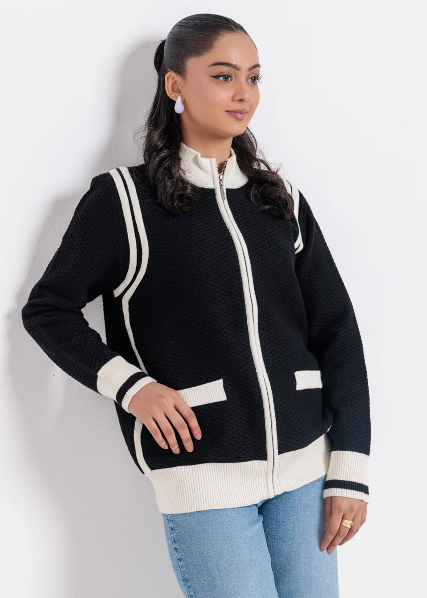 Black-Turtle Neck Zipper Full Sleeves Sweater (25Y-067-67)