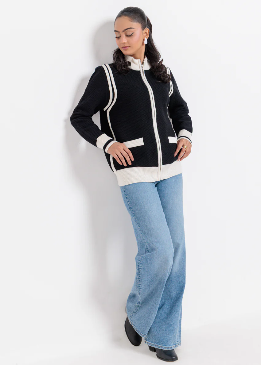 Black-Turtle Neck Zipper Full Sleeves Sweater (25Y-067-67) - Image 4