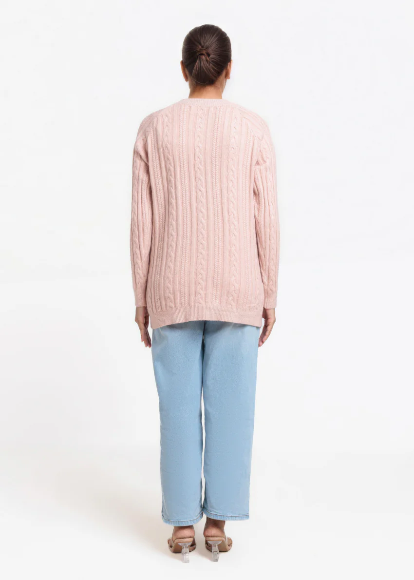 Peach-Round Neck Full Sleeves Cardigan Sweater (25Y-068-67) - Image 2