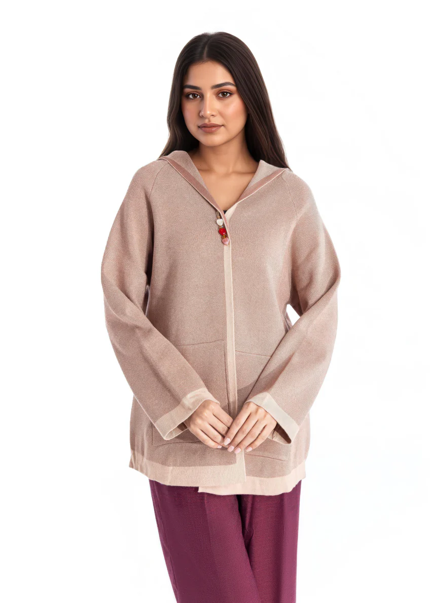 Beige-Hoodie Cardigan Full Sleeves Sweater (25Y-070-67) - Image 2
