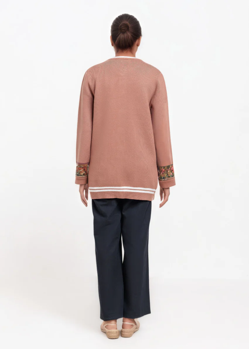 Sand-Baseball Collar Full Sleeves Cardigan Sweater (25Y-072-67) - Image 2