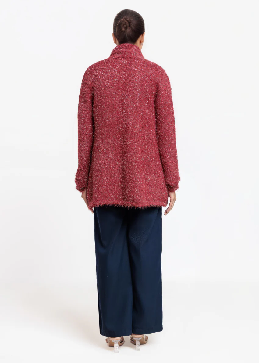 Maroon-V-Cardigan Full Sleeves Sweater (25Y-073-67) - Image 2