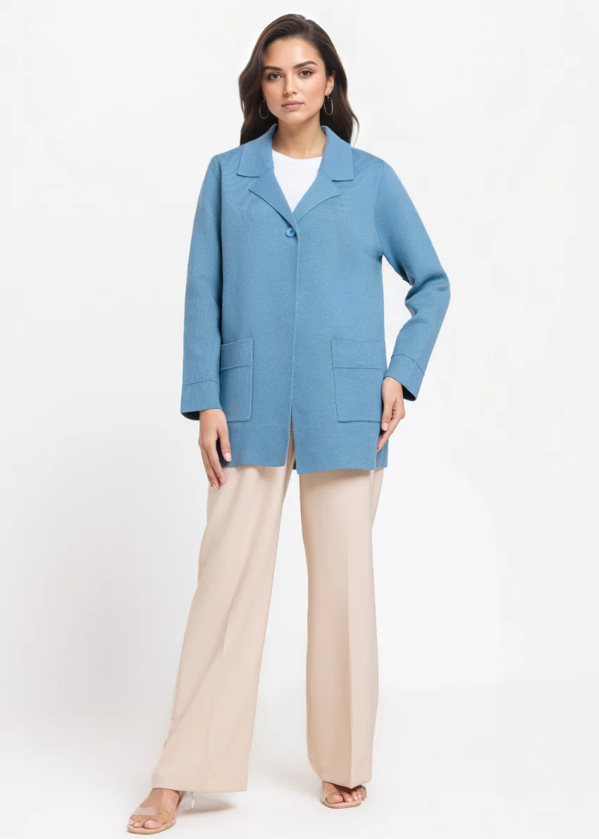 Blue-Notched Collar Full Sleeves Cardigan Sweater (25Y-074-67) - Image 4