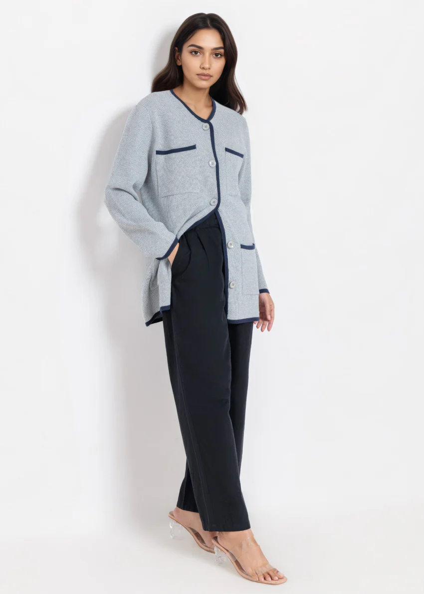 Grey-V-Cardigan Full Sleeves Sweater (25Y-075-67) - Image 5