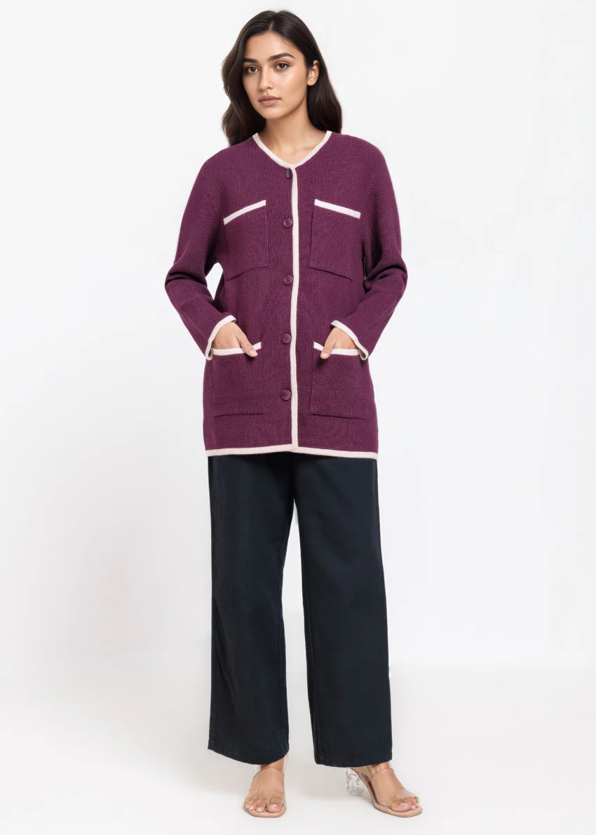 R-Purple-V-Cardigan Full Sleeves Sweater (25Y-075-67) - Image 4