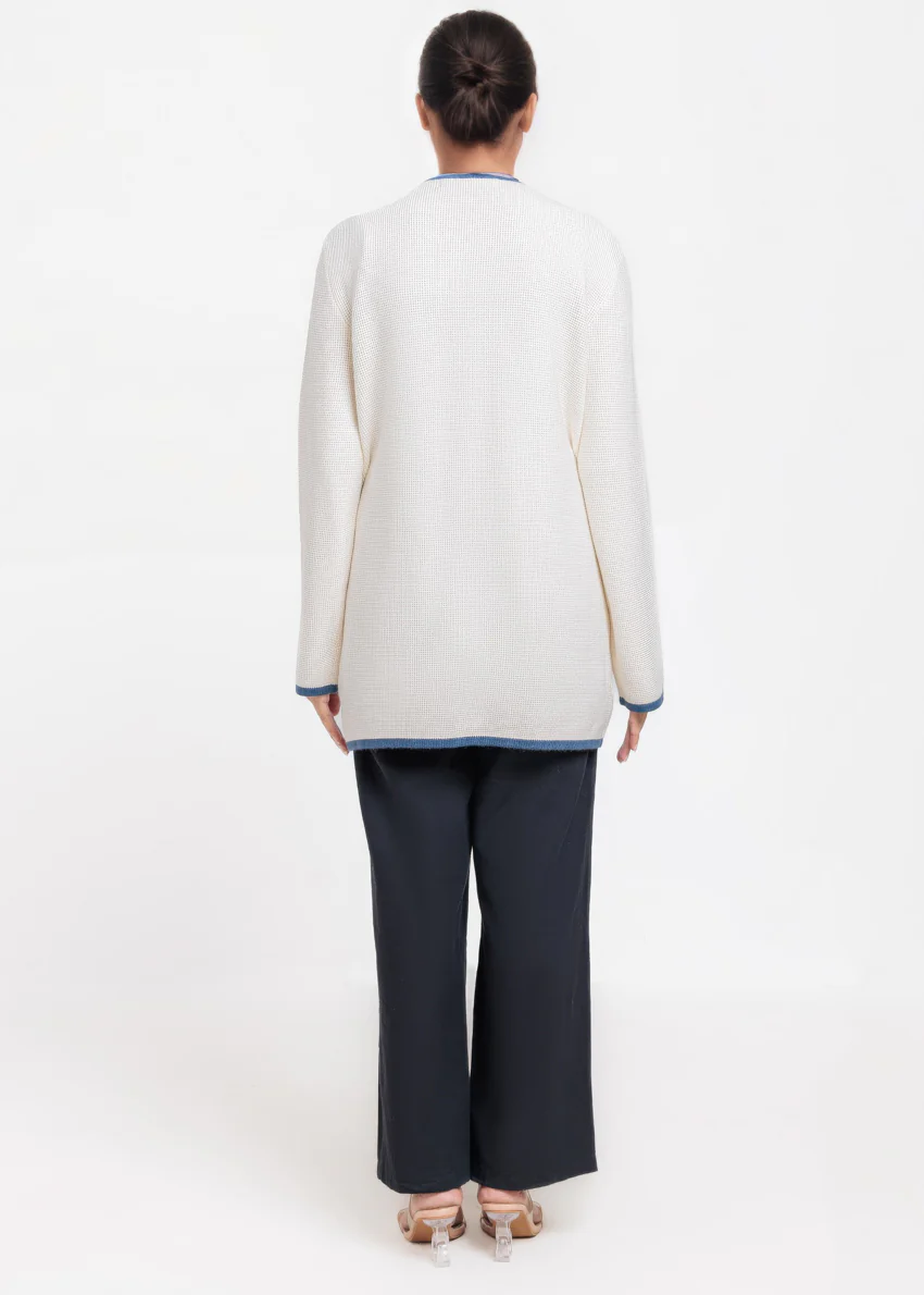 White-V-Cardigan Full Sleeves Sweater (25Y-075-67) - Image 2