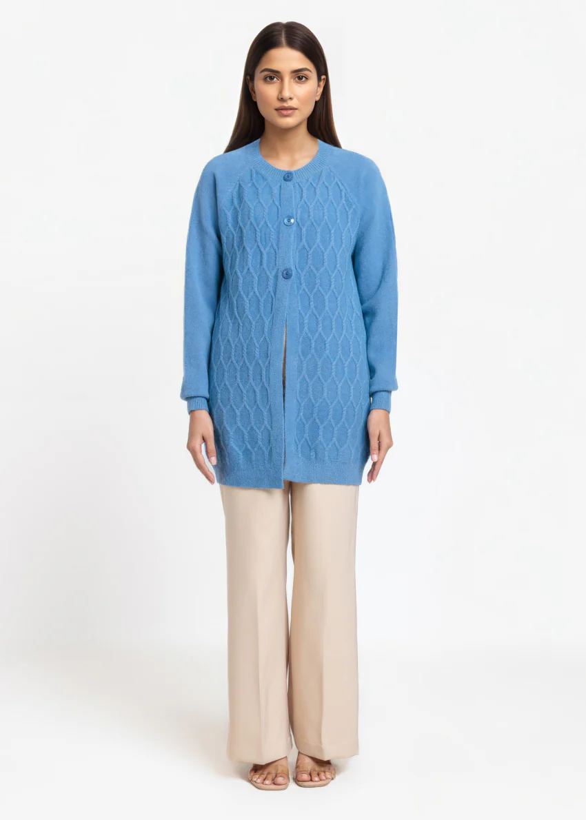 Blue-Round Neck Full Sleeves Cardigan Sweater (25Y-076-67) - Image 4