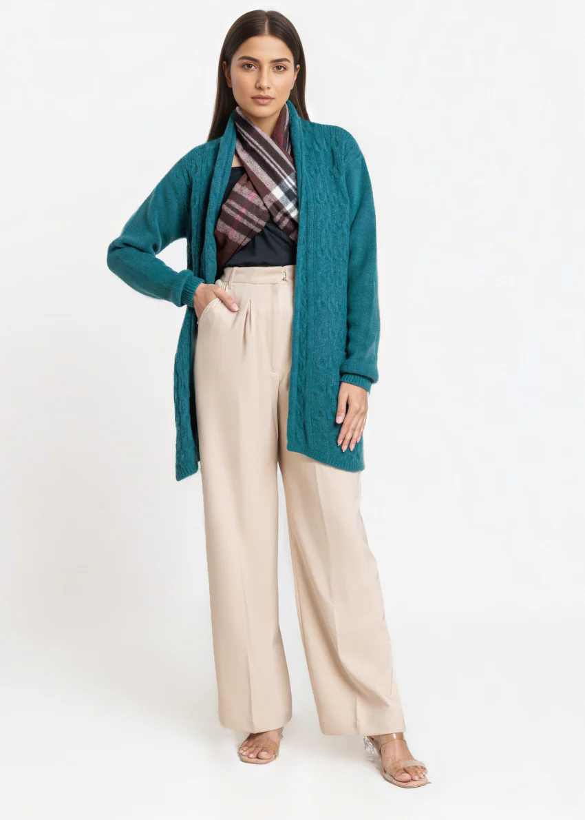 Green-Shawl Collar Full Sleeves Cardigan Sweater (25Y-078-67) - Image 5