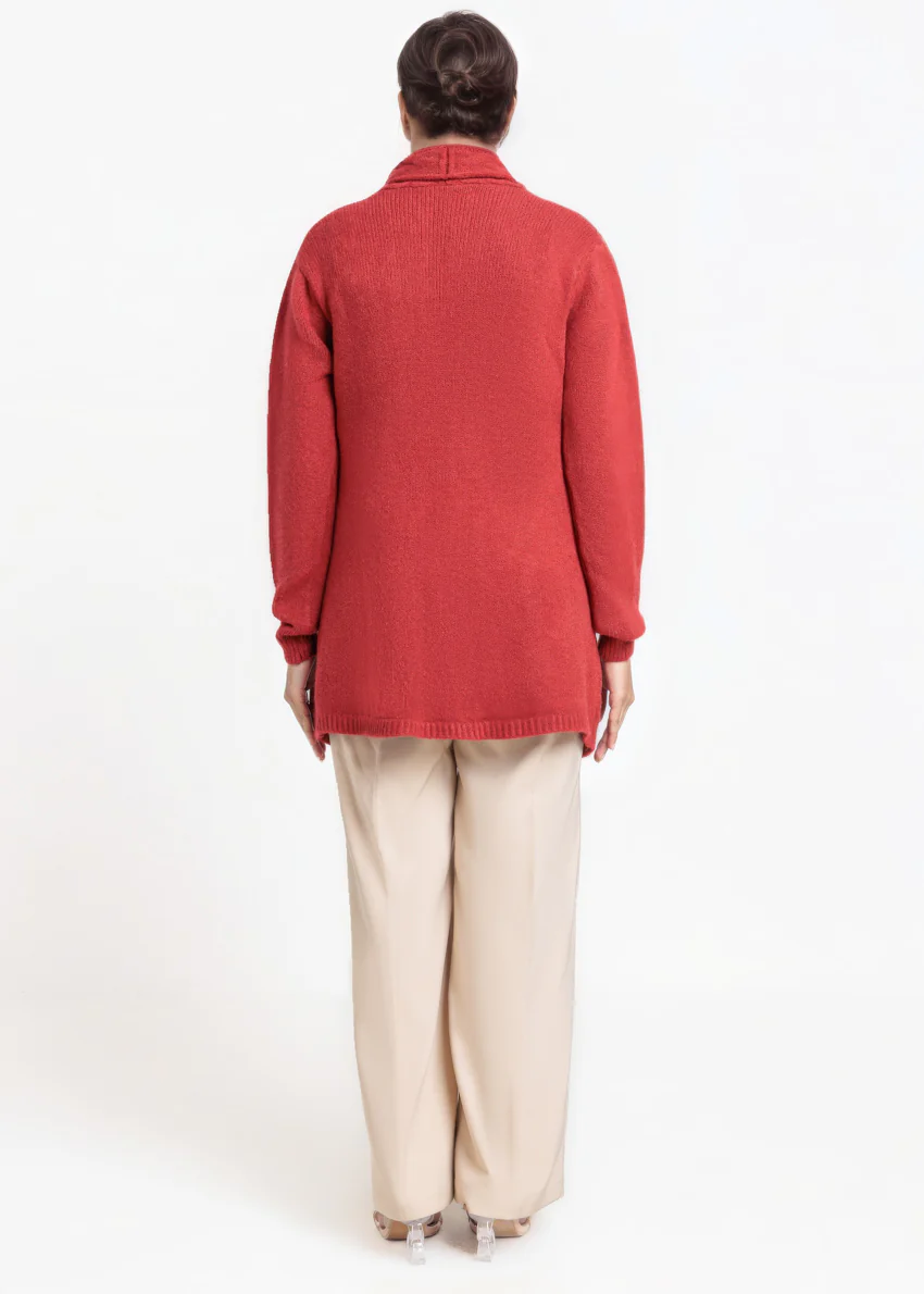 Red-Shawl Collar Full Sleeves Cardigan Sweater (25Y-078-67) - Image 2