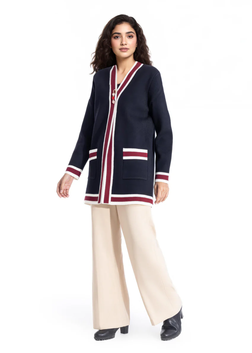 Black-V Neck Cardigan Full Sleeves Sweater (25Y-079-67)
